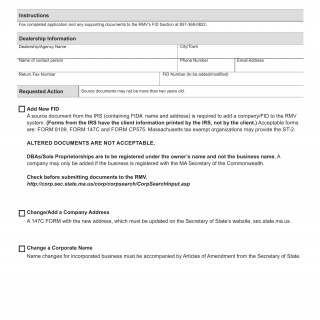 Mass RMV - EVR FID Change Requirements Request Form