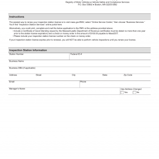 Mass RMV - Inspection Station License Renewal Form