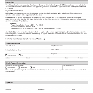 Mass RMV - IRP Refund/Rebate Application