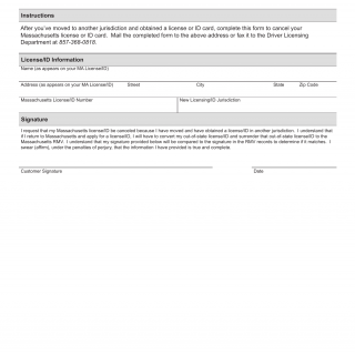 Mass RMV - License/ID Cancellation Request Form