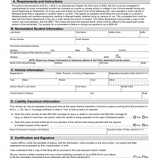Mass RMV - Nonresident Student Vehicle Information Form