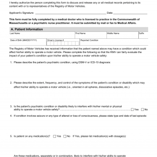 Mass RMV - Psychiatric Evaluation Form