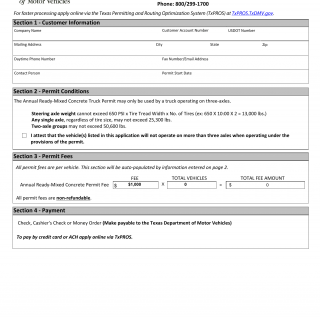 Form MCD-1755. Annual Ready-Mixed Concrete Permit Application - Texas