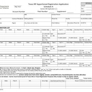 Form MCD-356. Texas IRP Apportioned Registration Application Schedule A and B - Texas