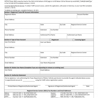 Form MCD-358. Texas IRP Online Access Application - Texas