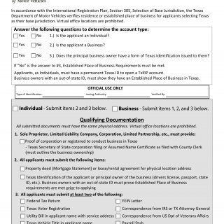 Form MCD-359. Texas IRP Apportioned Registration New Applicant Checklist for Section 305 Applications - Texas