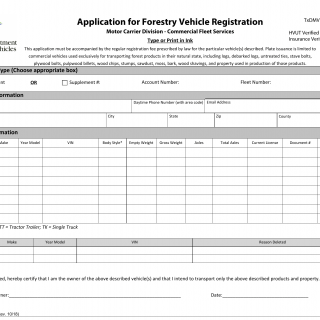 Form MCD-361. Application for Forestry Vehicle Registration - Texas