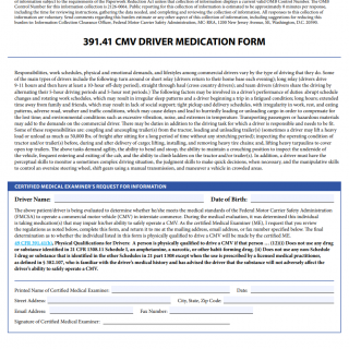Form MCSA-5895. 391.41 CMV Driver Medication Form (optional)