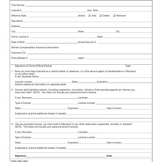 MD MVA Form CS-018 - Title Service Representatives - Additions and Deletions 