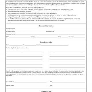 MD MVA Form CS-300 - Application for Off Site Vehicle Show