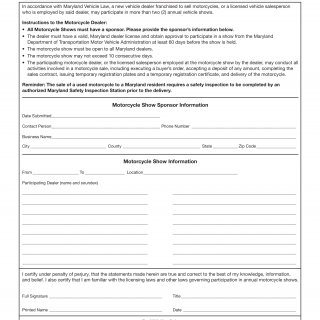 MD MVA Form CS-300A - Application to Participate in an Off-Site Motorcycle Show