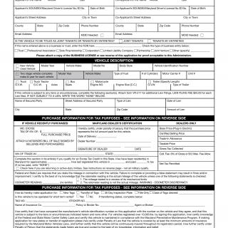 MD MVA Form VR-005 - Application for Certificate of Title