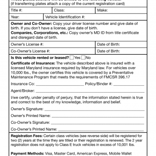 MD MVA Form VR-008 - Application for New Plates/Stickers & Transfer of Plates or Non-Title Trailers