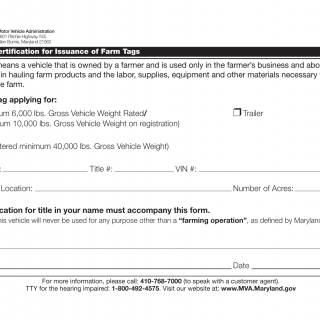 MD MVA Form VR 097 Application/Certification for Issuance of Farm MD MVA Form VR 097 Application/Certification for Issuance of Farm