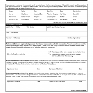 MD MVA Form VR-103 - Gift Certificate
