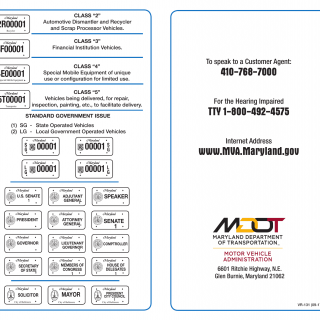 MD MVA Form VR-131 - The Maryland Registration Tag System