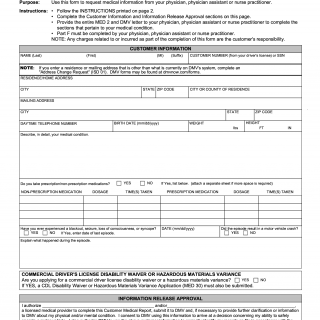 Form MED 2. Customer Medical Report