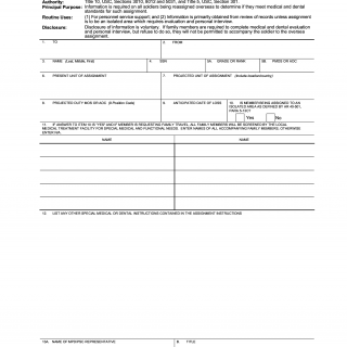 DA Form 4036. Medical and Dental Preparation for Overseas Movement