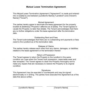 Mutual Lease Termination Agreement