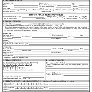 GA DMV Form MV-1W Tag and Title Application for ETR Remote E-signature Solutions