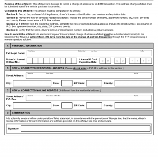 GA DMV Form MV-34W Electronic Title & Registration (ETR) Change of Address for ETR Remote E-signature Solutions