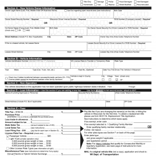 Form MV1. Wisconsin Application for Title