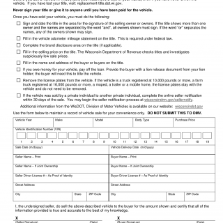 Form MV2928. Instructions for Selling a Vehicle / Sample Bill of Sale