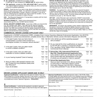 Form MV3001. Wisconsin Driver License Application