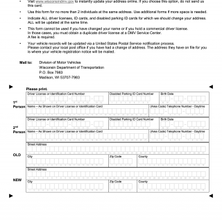 Form MV3058. Wisconsin  Mailable Address Change Notice