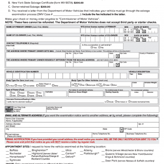 MV-83SAL form. Salvage Examination/Title Application 