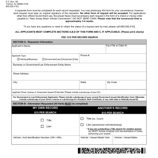 NJ MVC Form DO-22 - Title/ Lien Search
