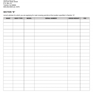 NJ MVC Form GU-41b - Application For Special Road Crossing Permit ...