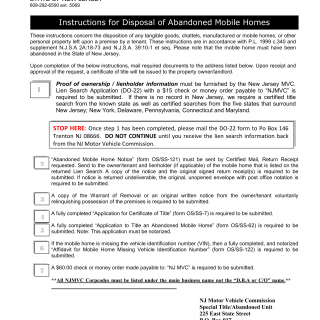 NJ MVC Form Instructions: Abandoned Mobile Home