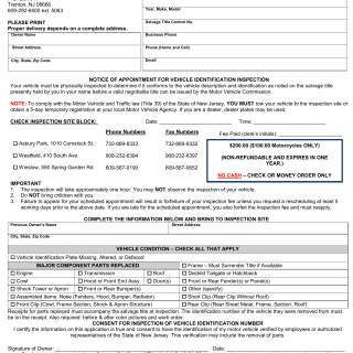 NJ MVC Form OS-3 - Salvage Inspection Application