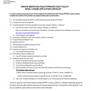 NJ MVC Form Private Inspection Facility