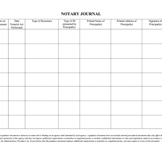 Notary Journal (Notary Log Sheet) sample