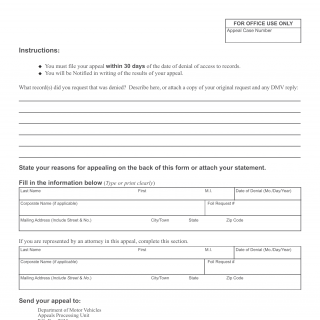 NYS DMV Form AA-33FI. Freedom of Information Appeal Form