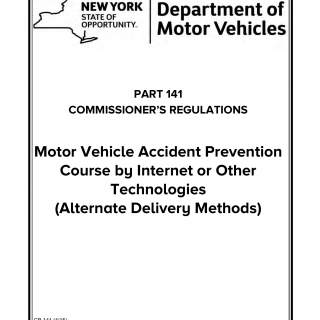 NYS DMV Form CR-141. Part 141 of DMV Commissioner's Regulations