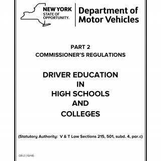NYS DMV Form CR-2. Part 2 of DMV Commissioner's Regulations