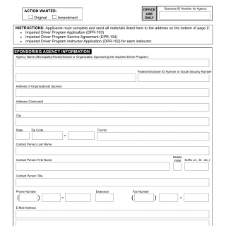 NYS DMV Form DPR-103. Impaired Driver Program Application