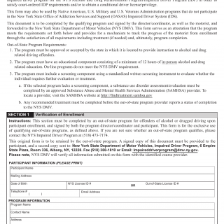 NYS DMV Form DS-1. Out-of-State Impaired Driver Program Enrollment and Status Form