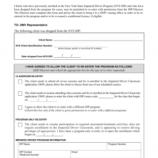NYS DMV Form DS-2. Universal Notice of Re-entry - Impaired Driver Program