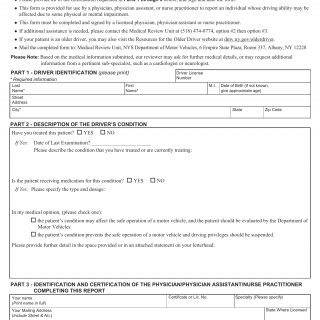 NYS DMV Form DS-6. Physician's Reporting Form