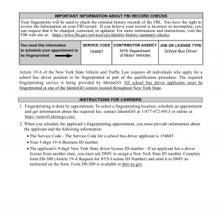 NYS DMV Form DS-600. Fingerprinting Services Information