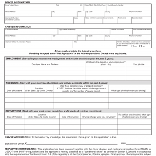 NYS DMV Form DS-870. Article 19-A Bus Driver Application