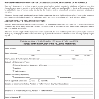 NYS DMV Form DS-871. Article 19-A Driver Notification To Employer