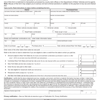 NYS DMV Form DTF-804. Statement of Transaction вЂ“ Claim for Credit of Sales Tax Paid to Another State For Motor Vehicle, Trailer, All Terrain Vehicle (ATV), Vessel (Boat), or Snowmobile (at NY State Department of Tax & Finance)