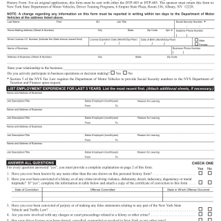 NYS DMV Form DTP-404. Online Pre-Licensing Program Personal History Form