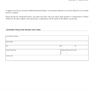 NYS DMV Form ELT-3. Application for Title/Lien Escrow Account