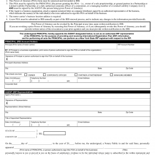 NYS DMV Form IRP-1POA. Power of Attorney Authorization for International Registration Plan Business